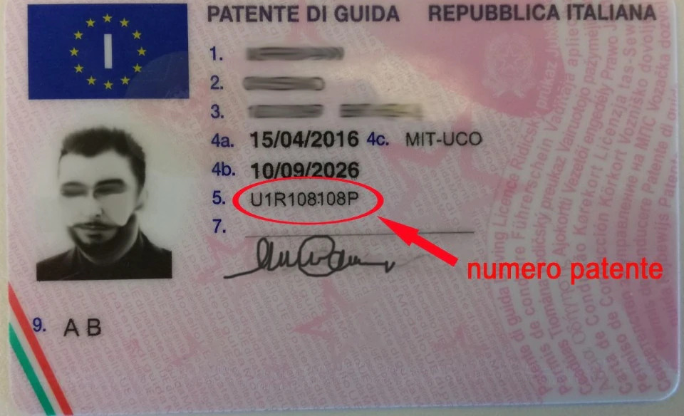 numero patente di guida come trovarlo euro conformità